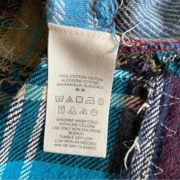 Free People Patchwork Lost In Plaid Flannel Boho Shirt Top Button Down *rare - Picture 8 of 11